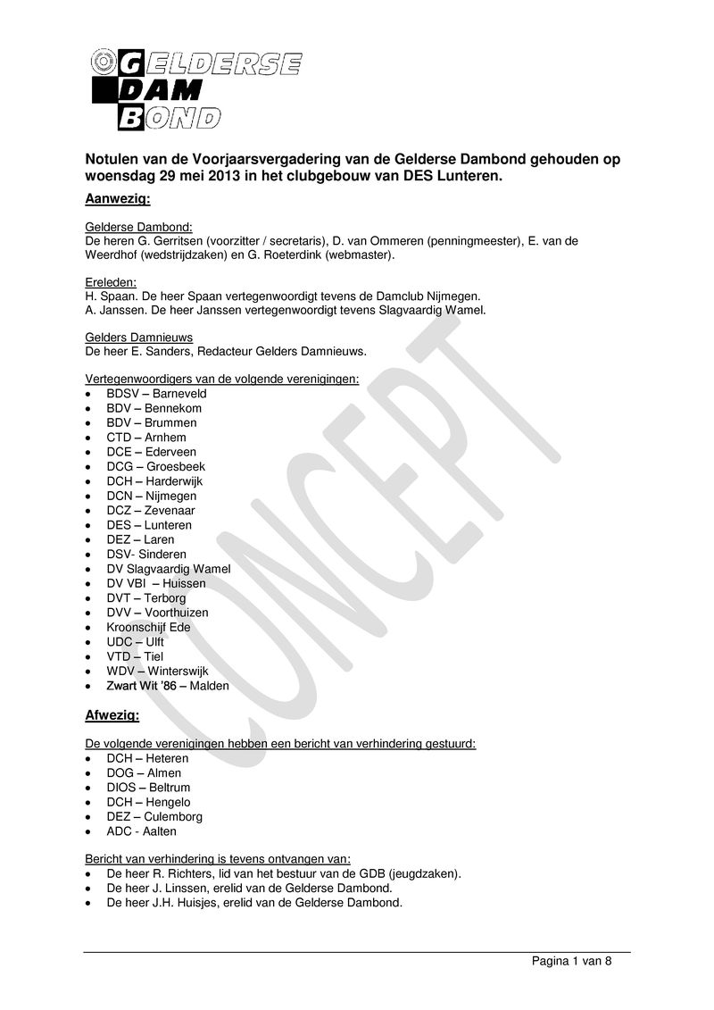 GDB Algemene Ledenvergadering 2014 - Bijlage 01 -Concept      Verslag Ledenvergadering 29 mei 2013.pdf (pagina 1)